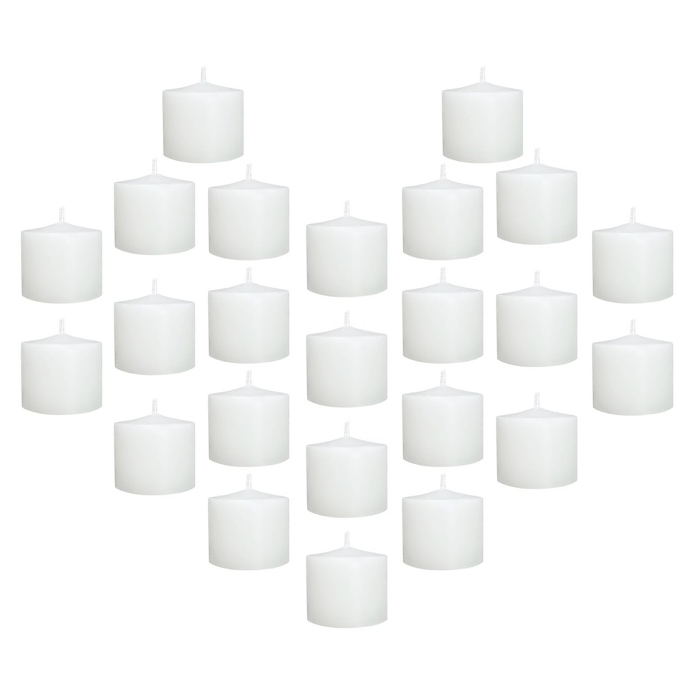 White Unscented Votive Candles Bulk Pack of 24 Long Burning Modern Style