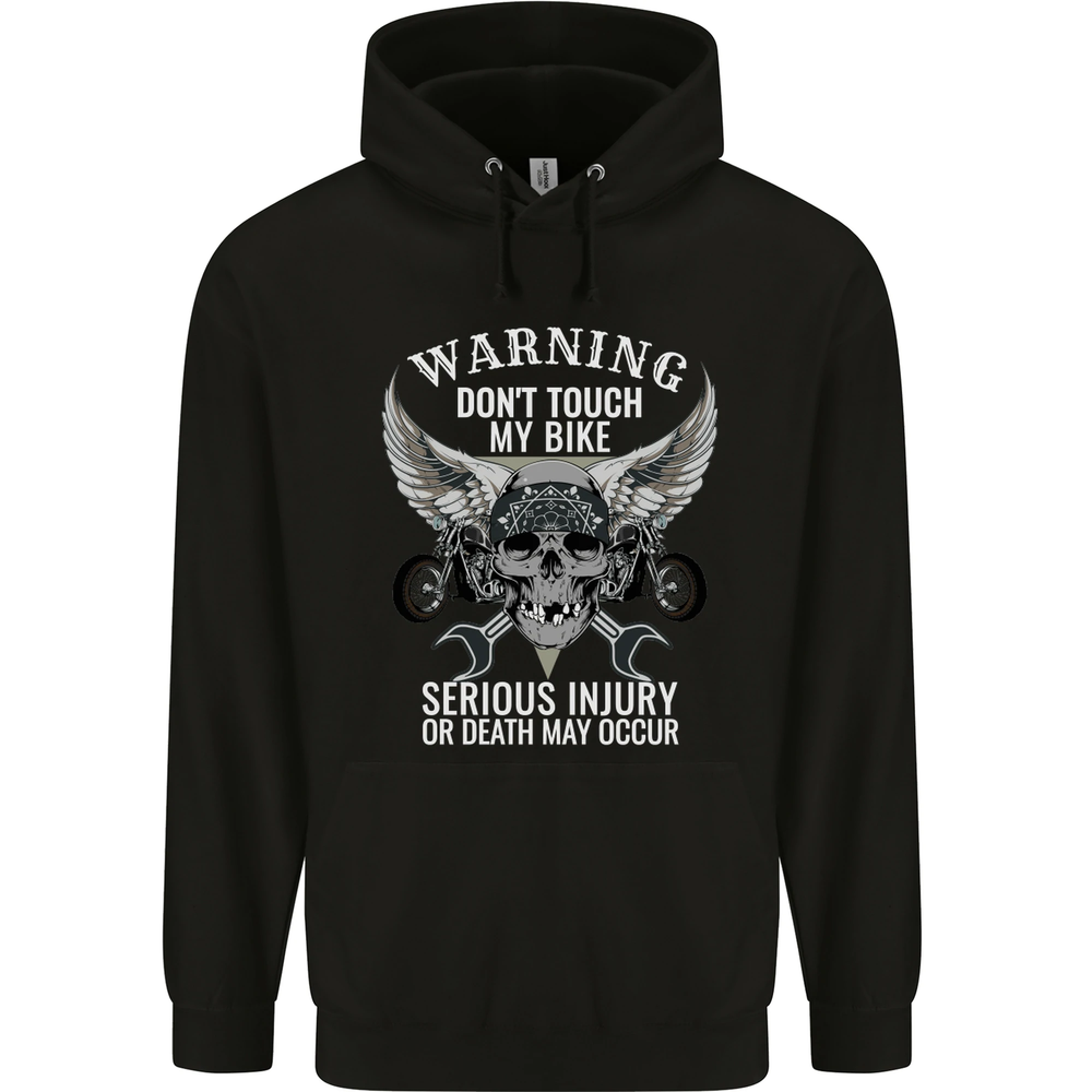 Warning Don Touch My Bike Biker Motorcycle Mens 80% Cotton Hoodie