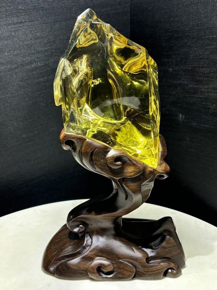 3.2LB Natural Rainbow Citrine Quartz Mineral Specimen with Stand