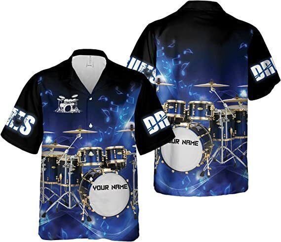 Personalized 3D All Over Print Drummer Hawaiian Shirt Drummer Beach Shirt Musiy