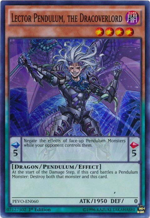 Lector Pendulum Dracoverlord PEVO-EN060 Super Rare 1st Edition TCG Mode