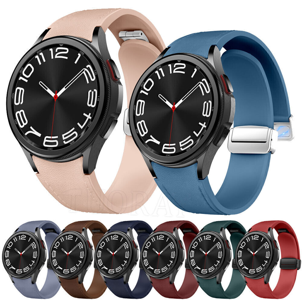 Silicone Leather Band For Samsung Galaxy Watch 6 5 Pro 45mm 4 40/44/42/46/47mm
