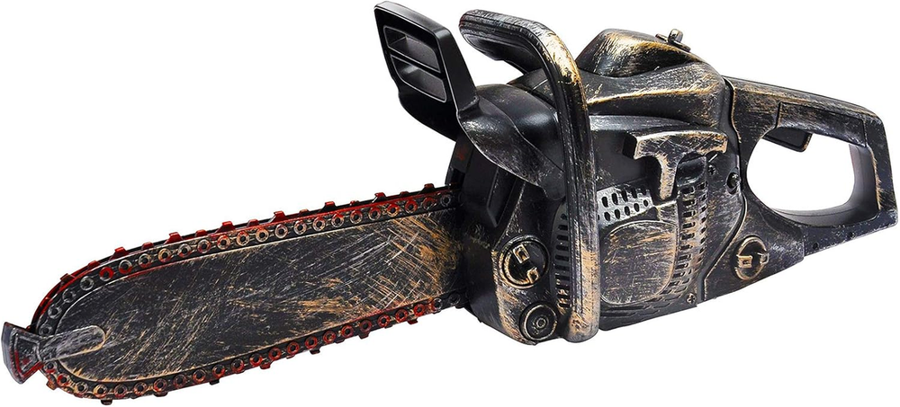 16-Inch Bloody Rusty Battery-Powered Electric Chainsaw for Horror Role-Playing