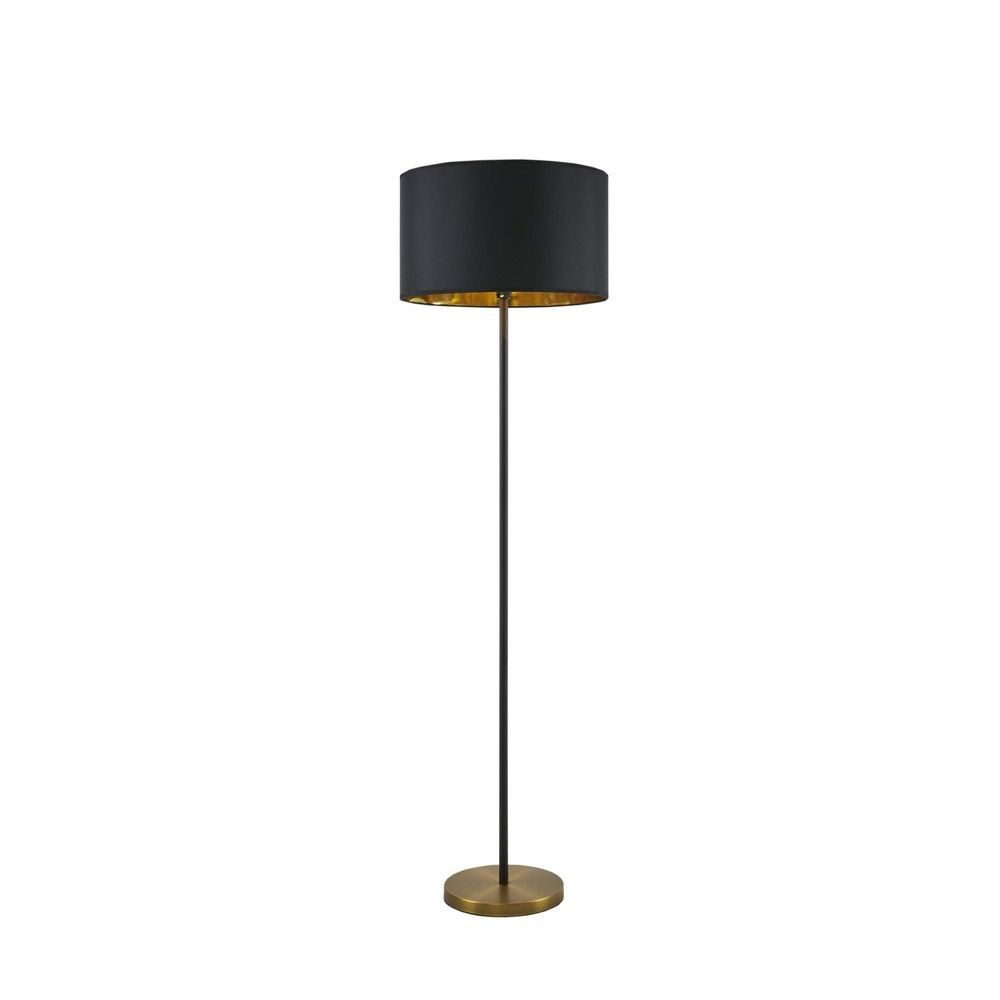 Hunts Floor Lamp for Living Room with Slender Metal Base and Black Drum Shade Modern Home Decor