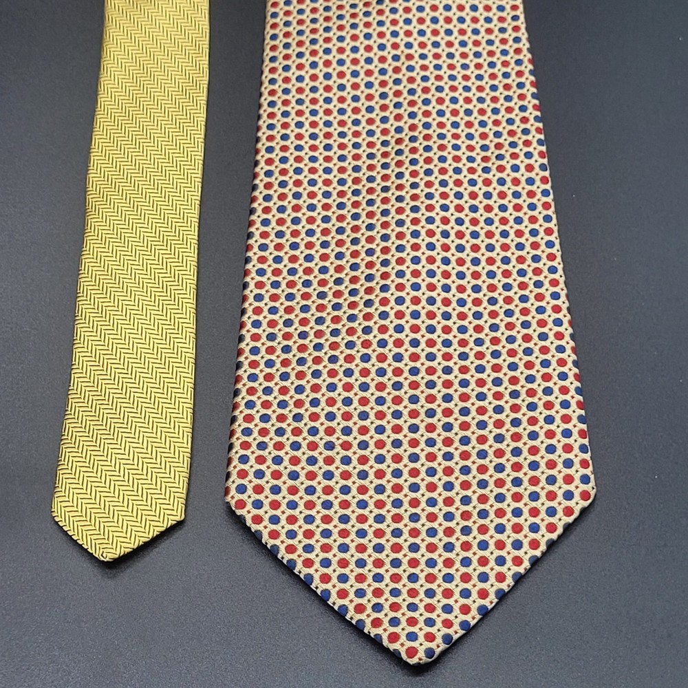 Tommy Hilfiger Vintage Silk Tie Dark Green Red Blue Geometric Mens Necktie