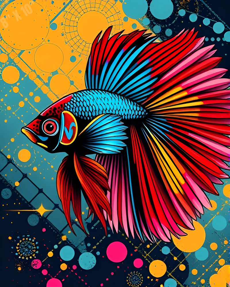 Betta Fish Pop Art 8X10 Print