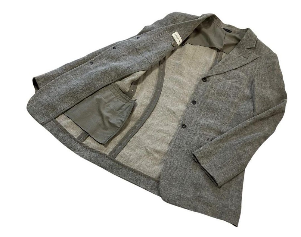 Emporio Armani Men’s Lightweight Linen Blazer No Shoulder Pads Notch Lapel