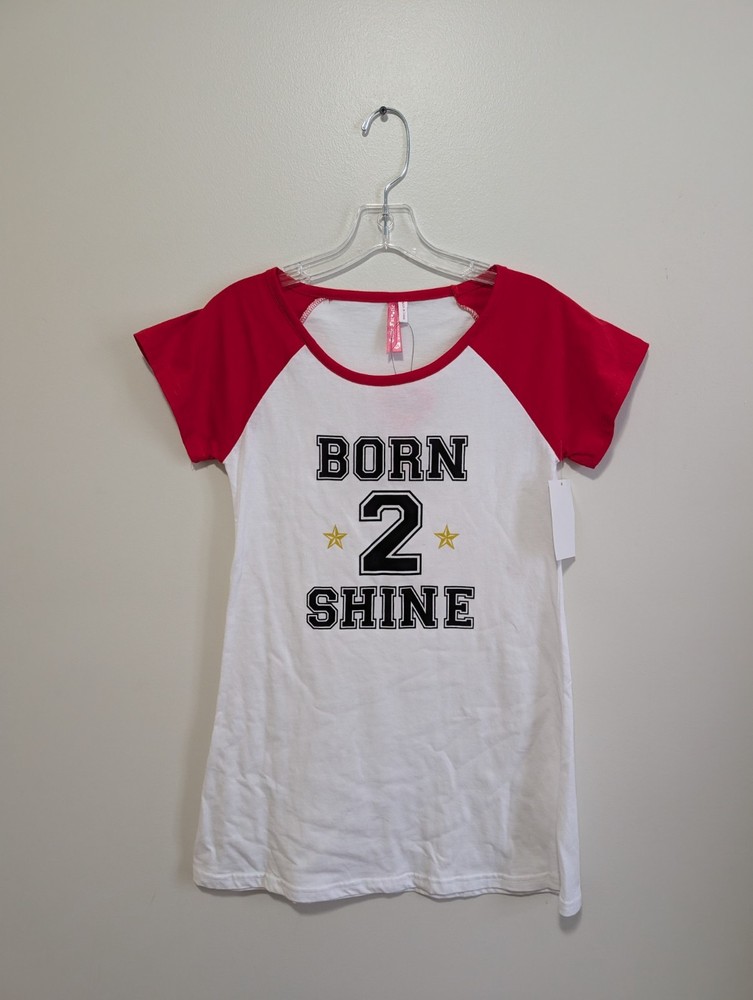 NWT Girls Size 12/14 Tee Shirt Dress Raglan Sleeve Born 2 To Shine