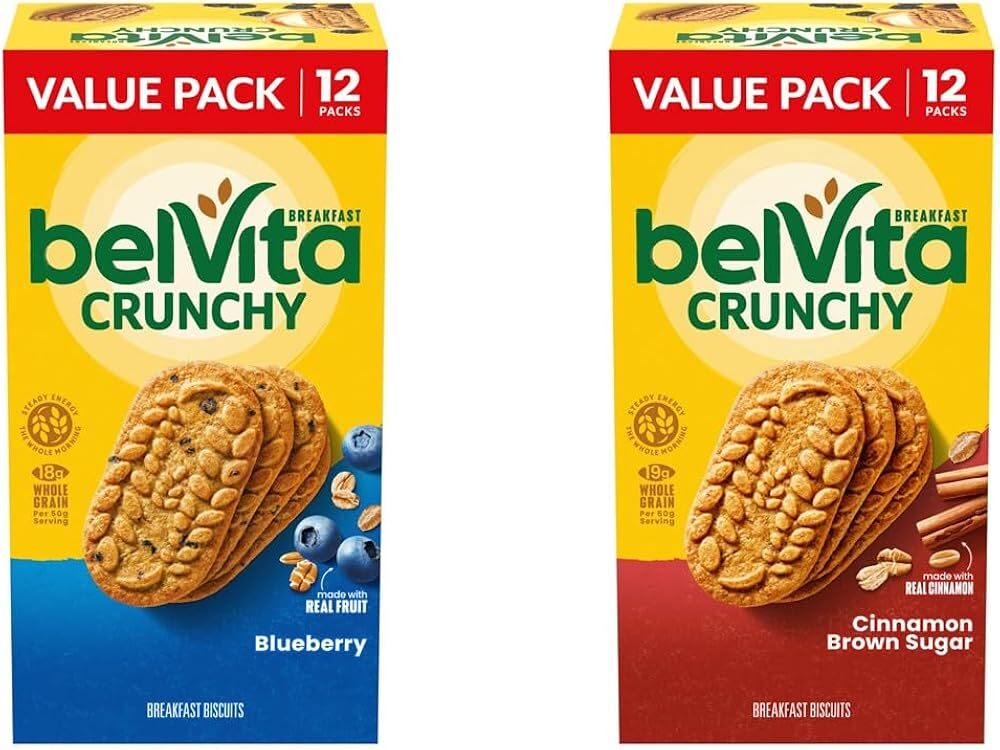 belVita Breakfast Biscuits Variety Pack, Blueberry and Cinnamon Brown Sugar, ...