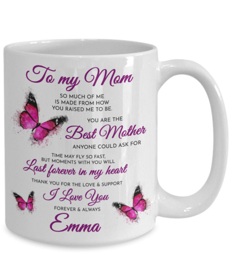 Butterfly To My Mom Personalized Coffee Mug Mother's Day Gift Mothers Day Coffee