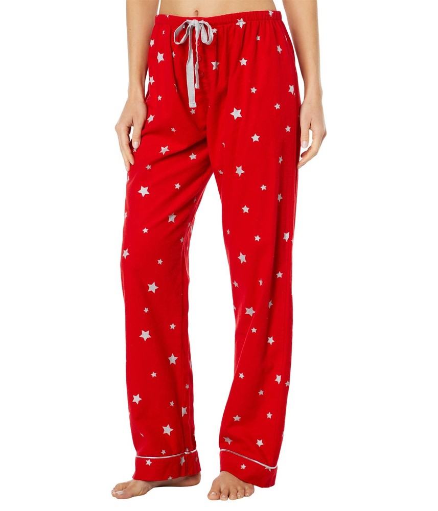 P.J. Salvage Flannel PJ Pants (Red Foil Stars) Womens Pajama Size XS
