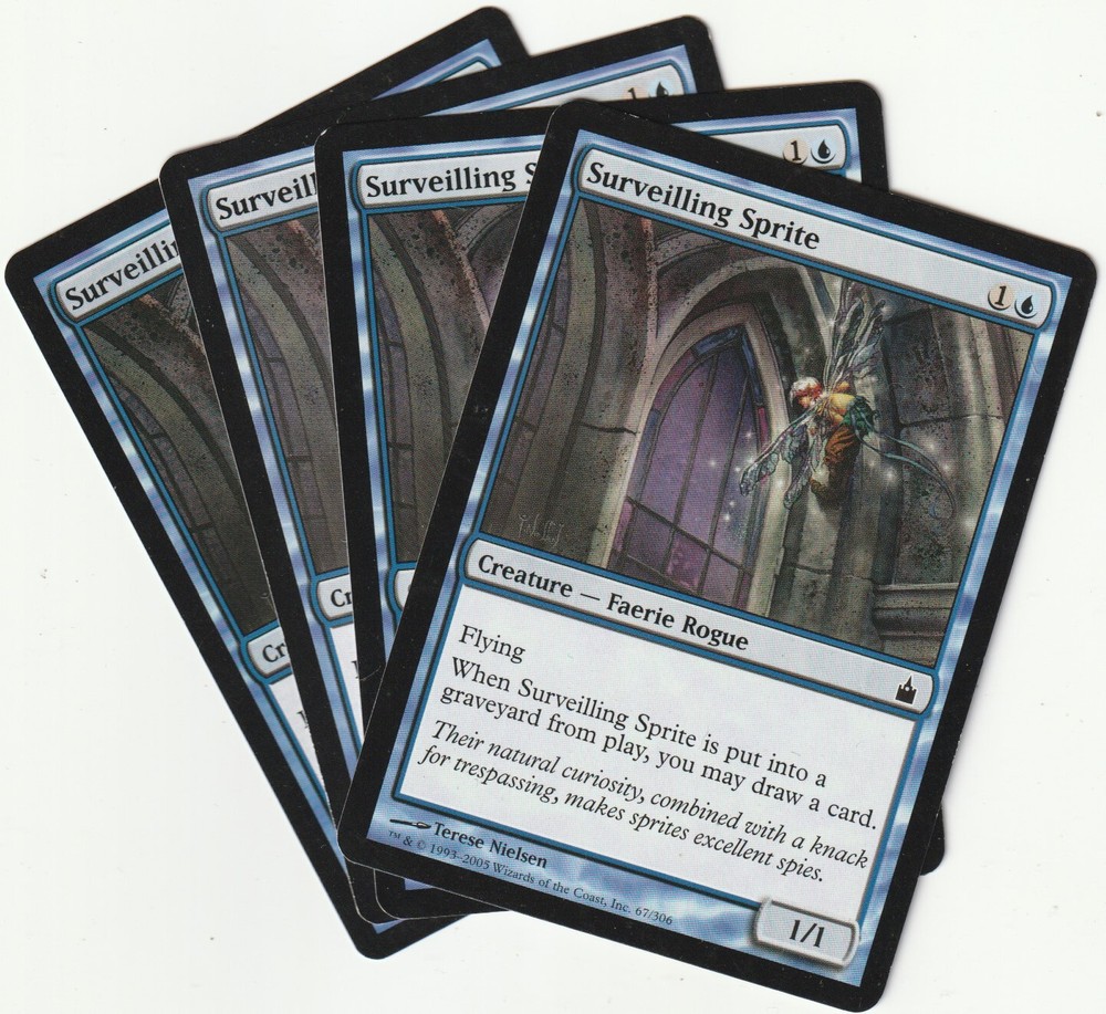 4x Magic The Gathering Surveilling Sprite Blue Creature Playset RAV NM/EX