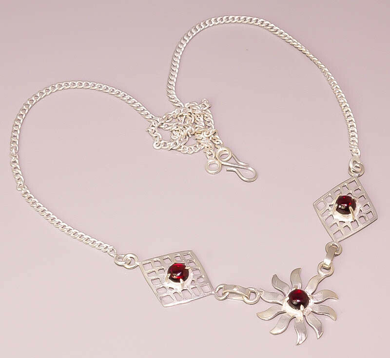 Mozambique Garnet Cab Handmade Jewelry 925 STERLING SILVER PLATED NECKLACE