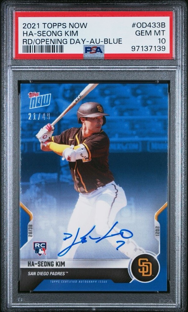 2021 Topps Now Ha-Seong Kim Blue Auto RC 21/49 PSA 10 Gem Mint