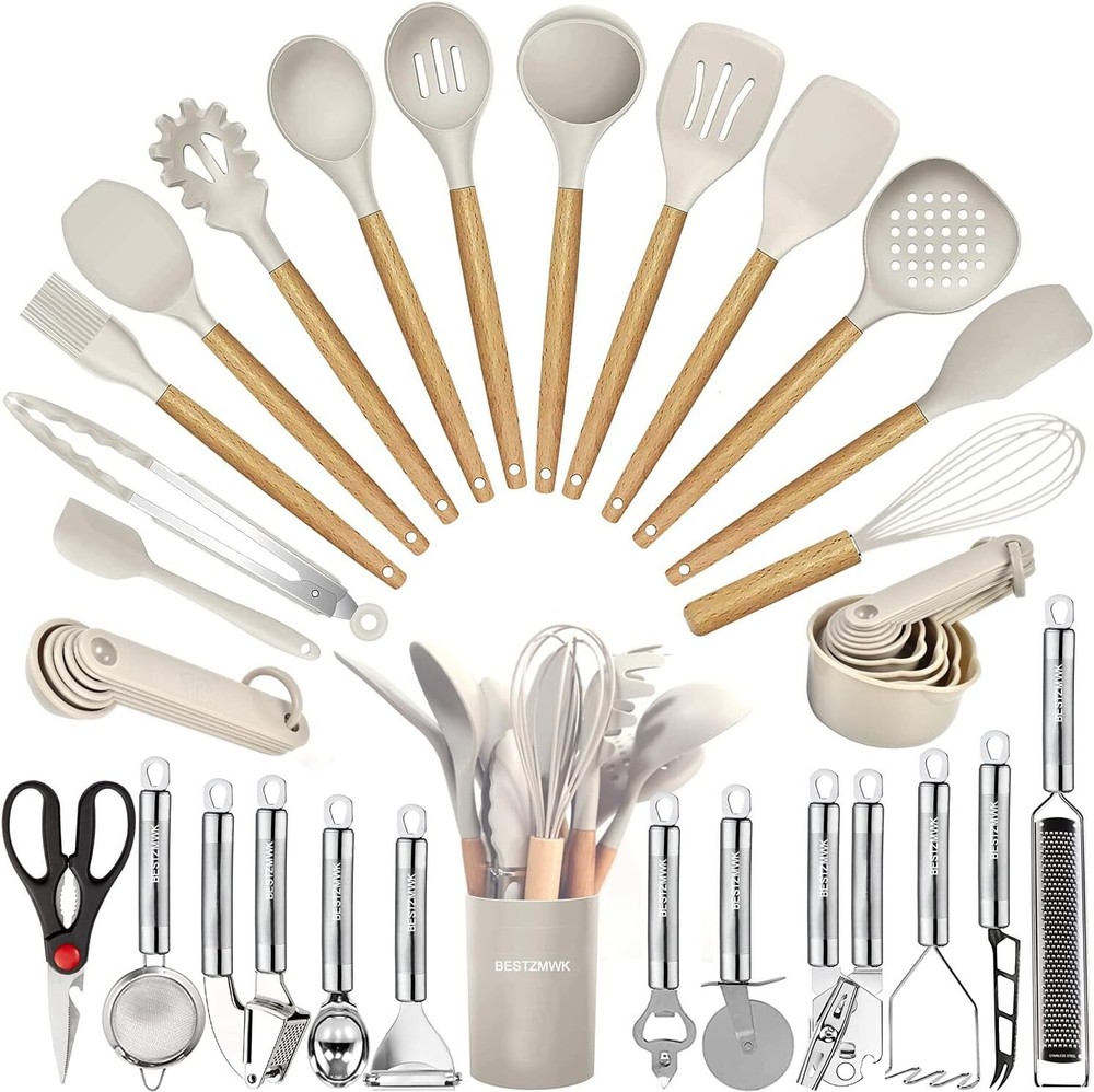 35-Piece Kitchen Utensil Set with Grater, Tongs, Spoon & Heat-Resistant Spatula