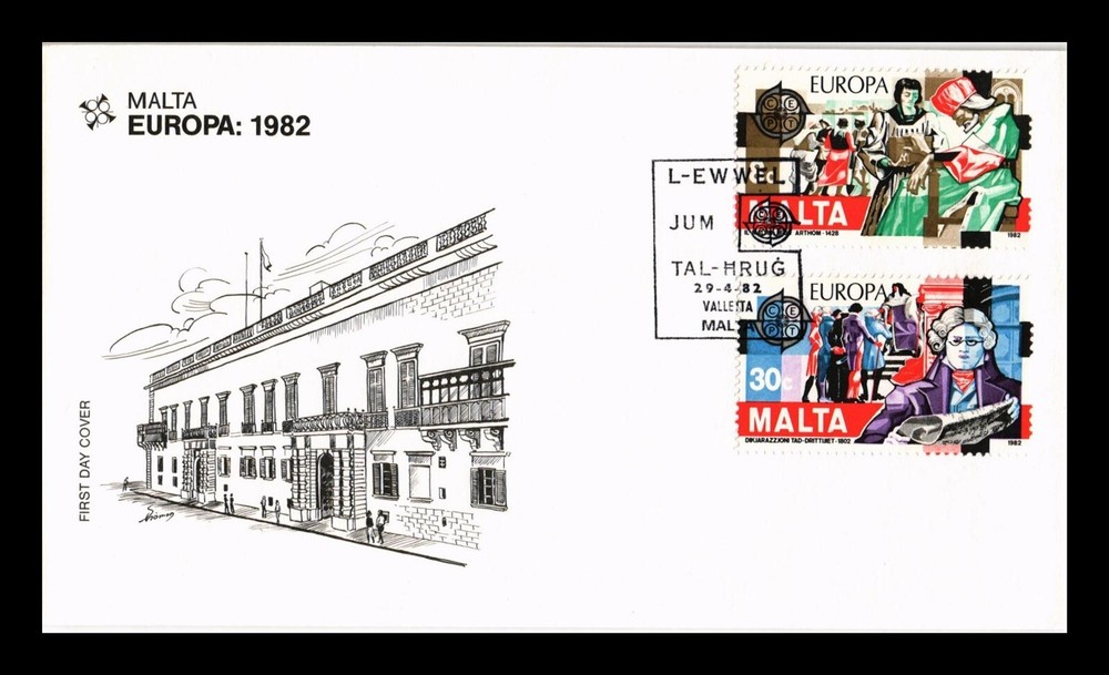Dr Jim Stamps Malta First Day Cover 2v Europa 1982 Historical Events Set