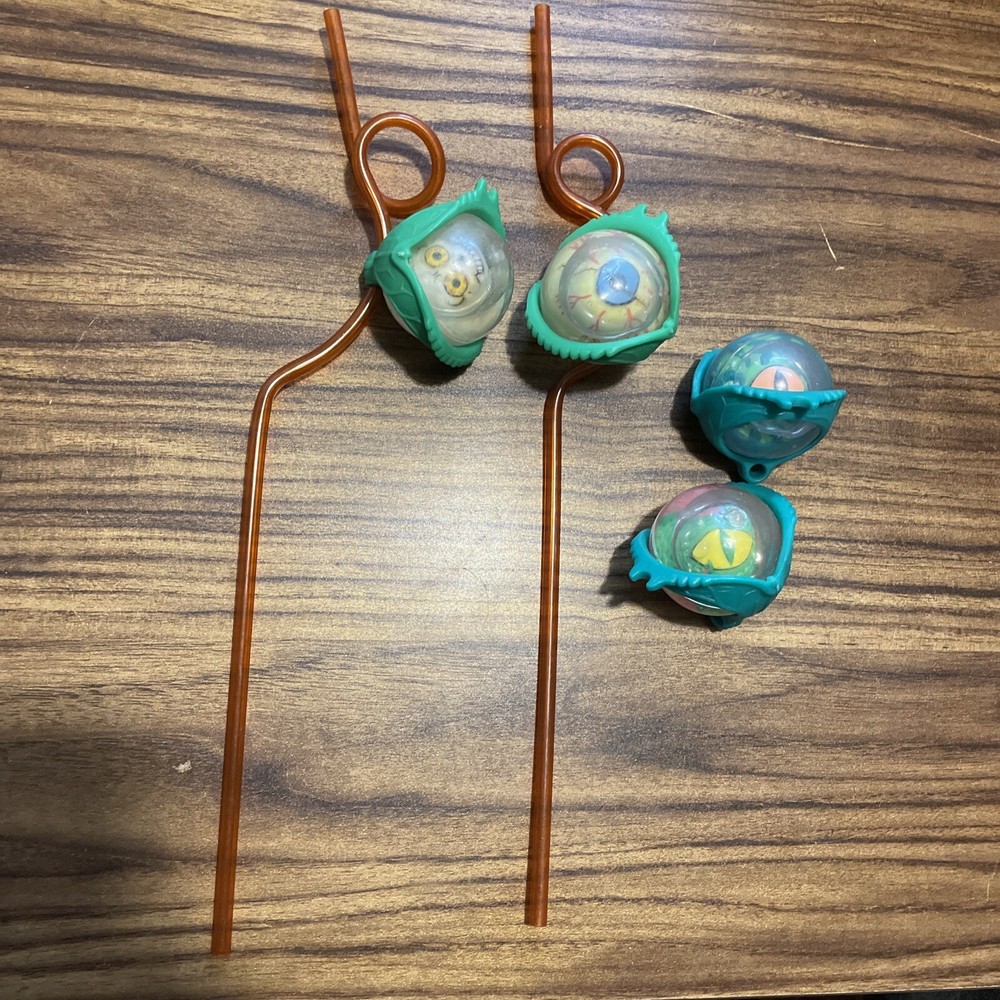 Vintage Taco Bell Eyeball Straw LOT Of 4  Halloween Party Drink Spooky Haunted