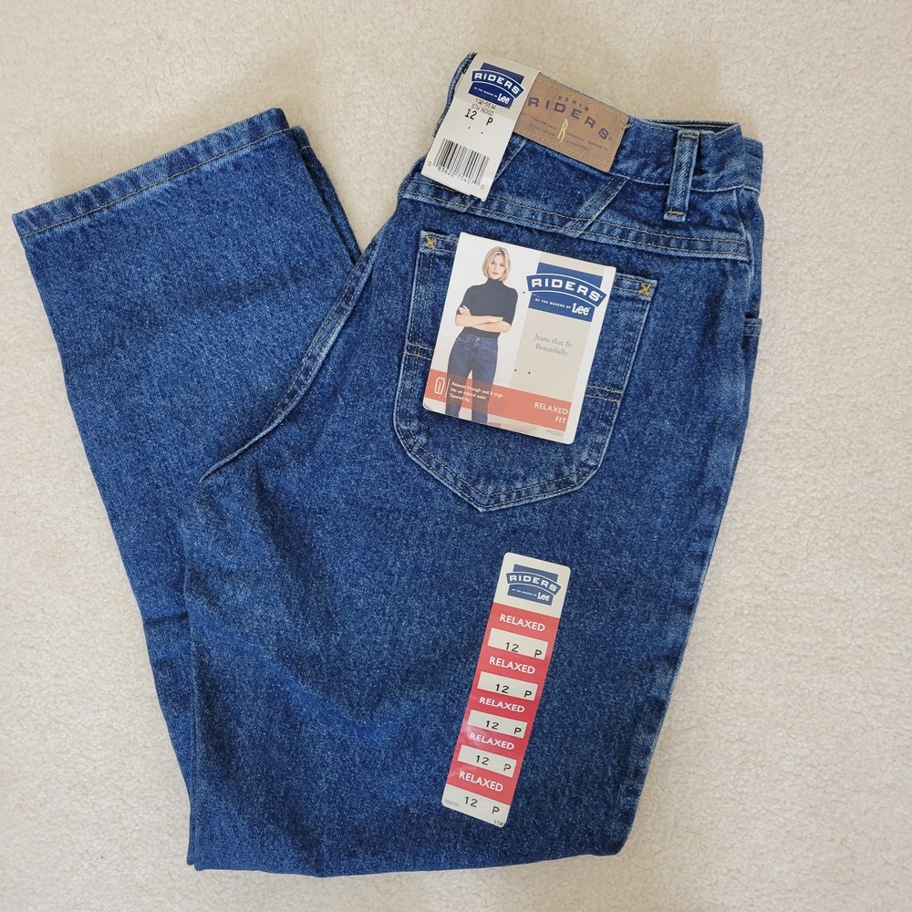 NWT Lee Relaxed Riders High Rise Mom Jeans Dark Blue Size 12P
