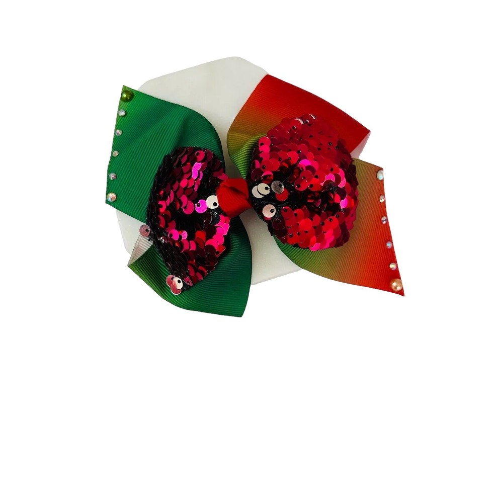 Cute Christmas Sequins HAIR BOW for Girls Accessories Bow 4” Handmade New