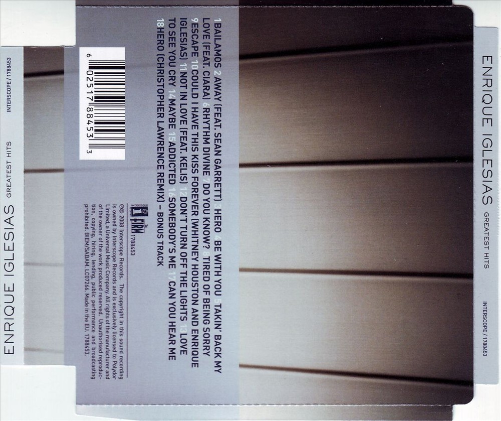 ENRIQUE IGLESIAS GREATEST HITS [BONUS TRACK] NEW CD