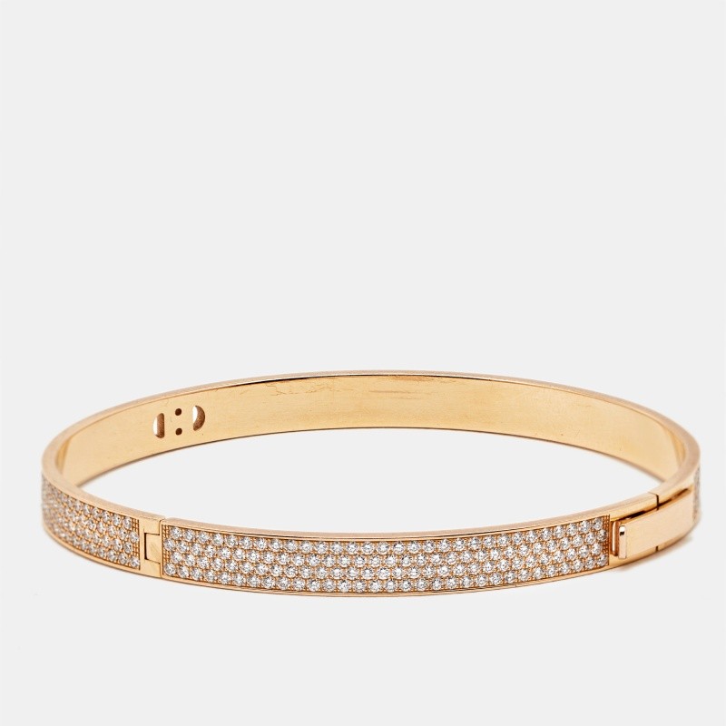 Hermes H d'Ancre Diamond 18K Rose Gold Small Model Bracelet
