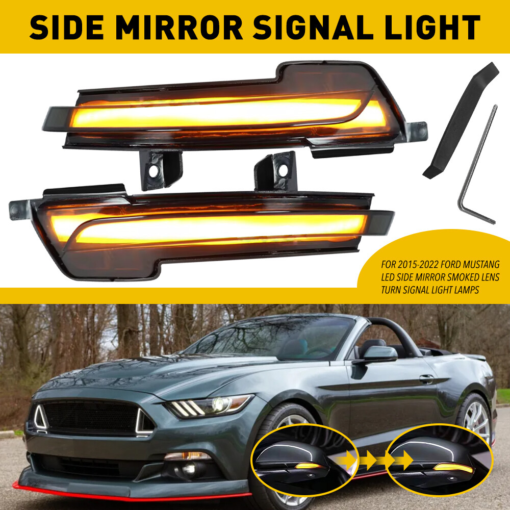 Smoked Sequential Led Side Mirror Turn Light Signal For 2015-2022 Ford Mustang M