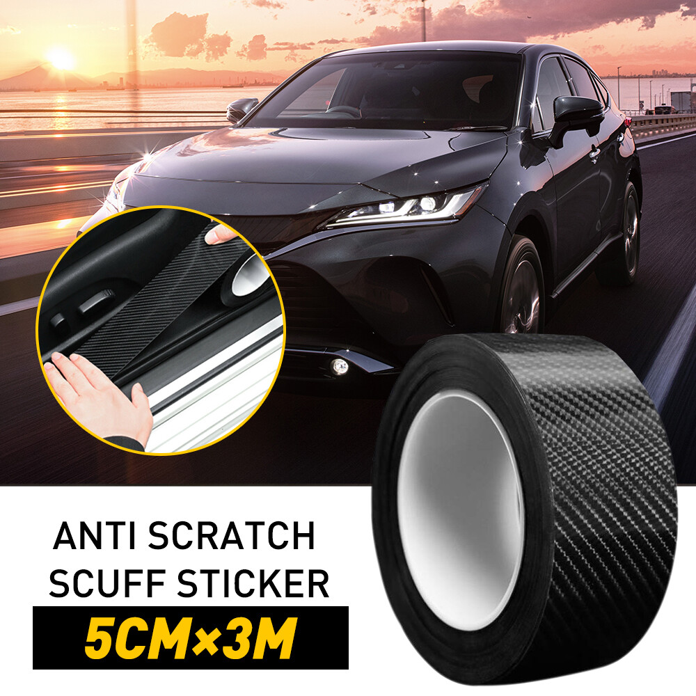 10FT 5D Carbon Fiber Car Stickers Door Sill Scuff Anti Scratch Tape Prote M
