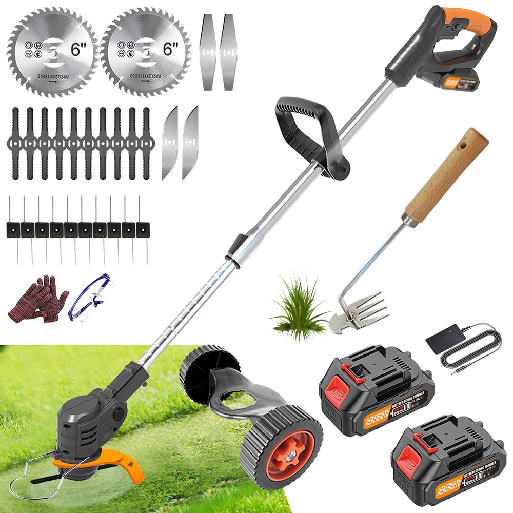 Electric Weed Wacker Cordless, 21V Battery Operated Weed Wacker Eaters with 2...