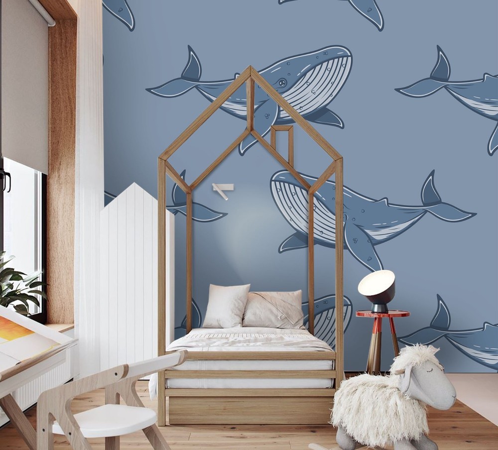 3D Whale Animal Pattern Wall Murals Wallpaper Murals Wall Sticker