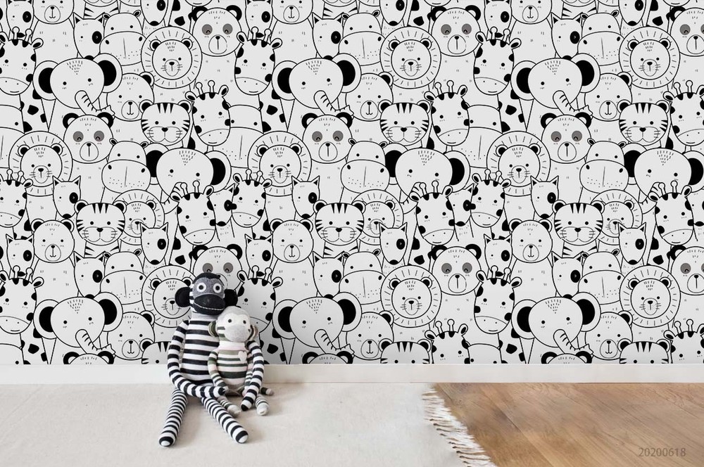 3D Hand-drawn Animal Pattern Wall Murals Wallpaper Murals Wall Sticker