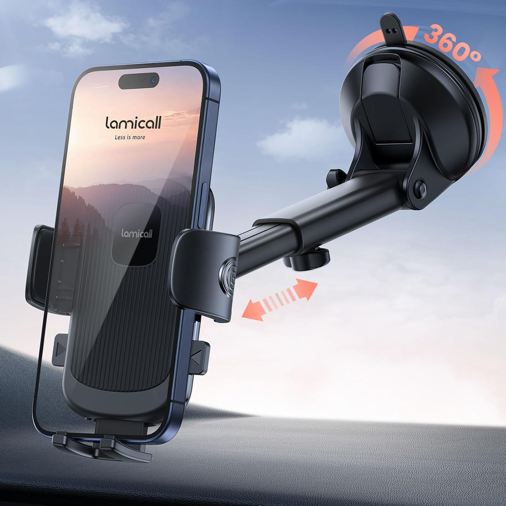 Car Phone Mount - [Strongest Military-Grade Suction Cup] 360° Rotation Phone Hol