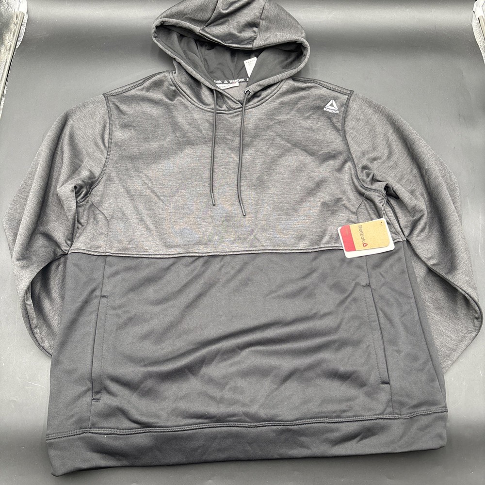 Reebok Men's Gray/Black Sz Hoodie Sweatshirt Size L
