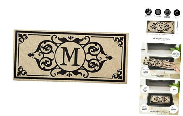 Evergreen Sassafras Monogram M Interchangeable Indoor Outdoor Doormat