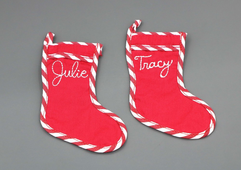 American Girl 2 red felt stocking for 18'' doll Julie Albright Fireplace Set