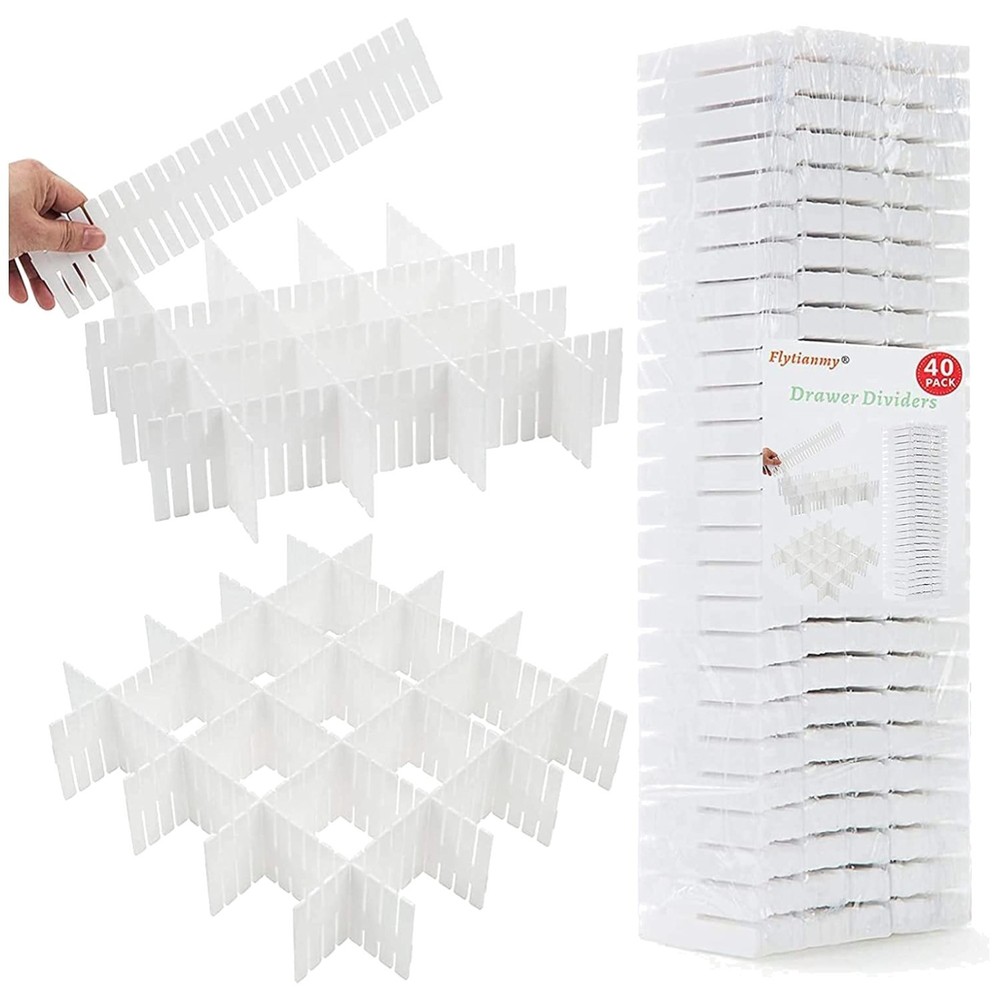 Customizable 40-Piece Drawer Organizer Set for Makeup Office & Home Essentials