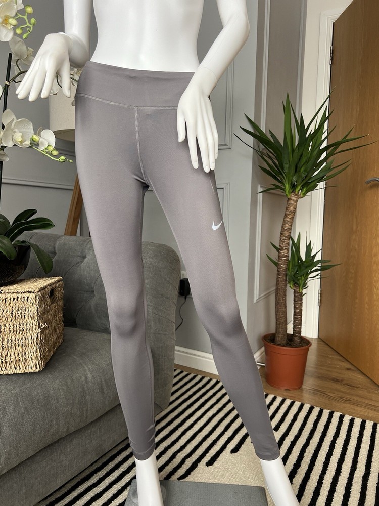 Nike Dri Fit Womens Leggings Size M Grey Pants Sport Gym
