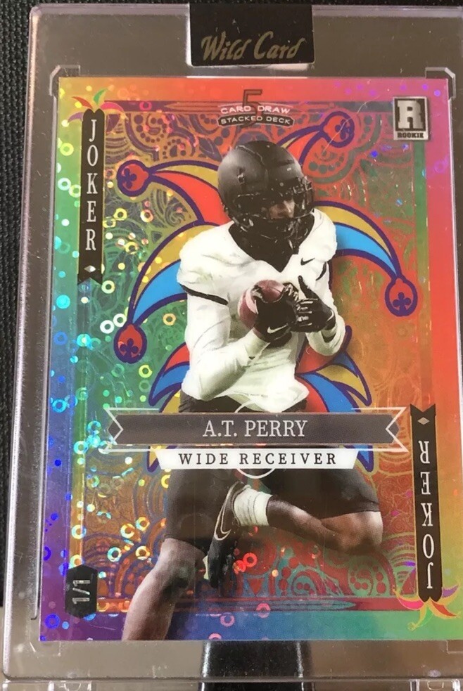 1/1 A.T. Perry 2023 Wild Card 5 Card Draw Deck Joker Rainbow Disco HOLO LUX