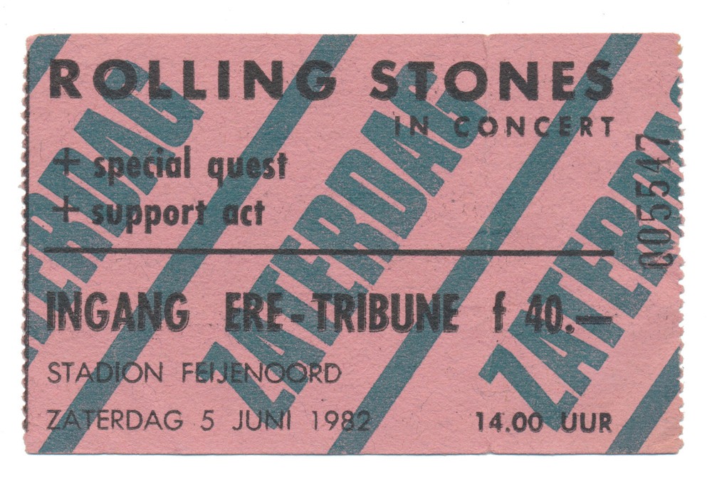 Rolling Stones 1982 Rotterdam Ticket Stub with Voucher Holland June 5-image