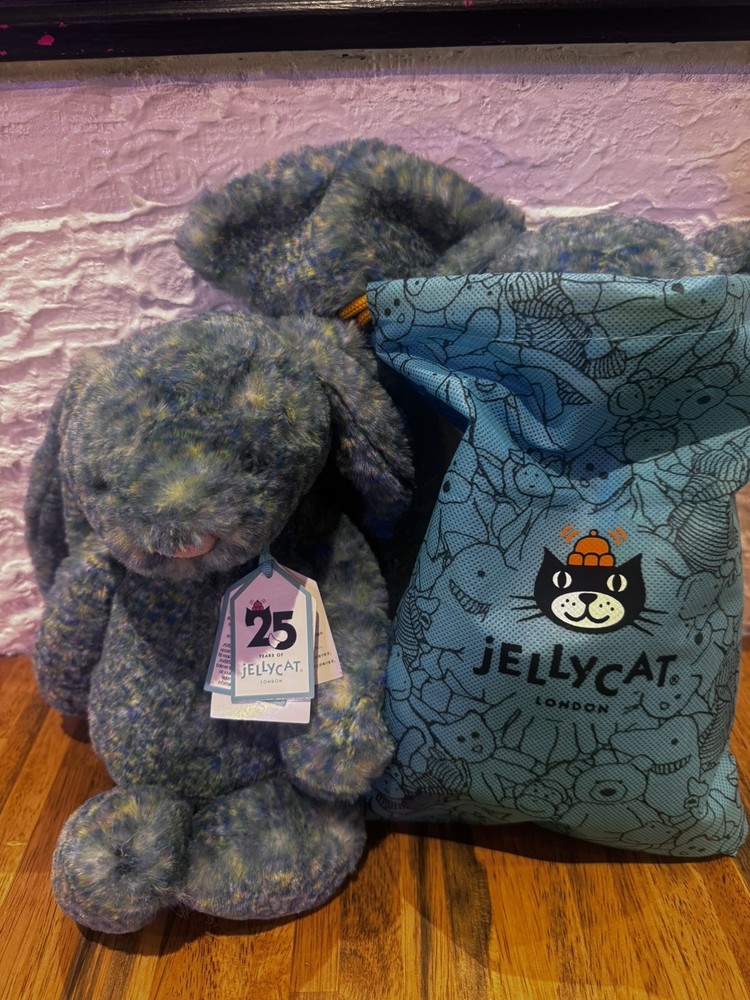 Jellycat BASHFUL luxe azure BUNNY Free Dust Bag - BNWT