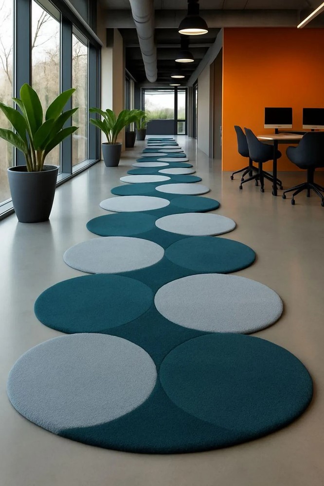 Hand-Tufted New Zealand Wool Runner Rug | Abstract Wavy Design