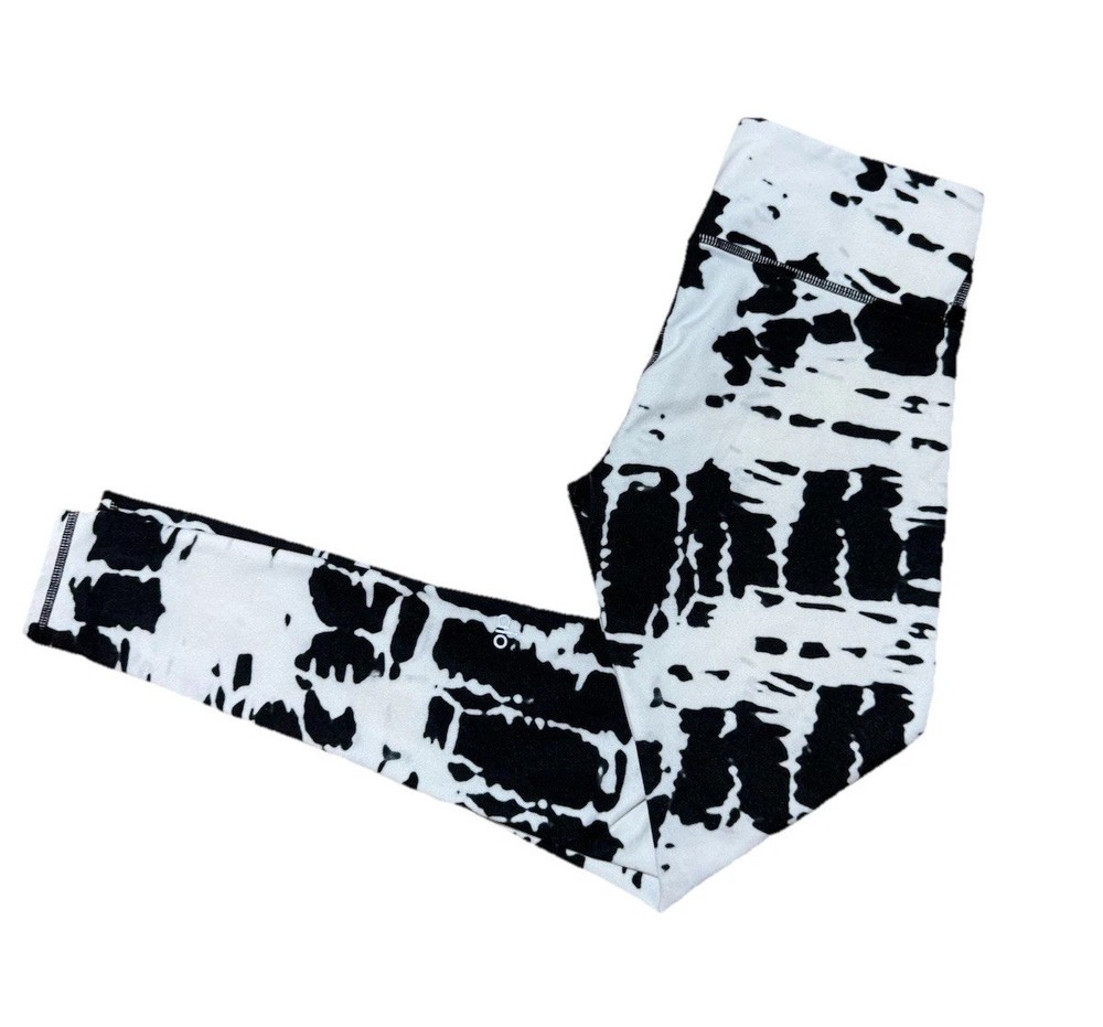 Alo Airbrush Tie Dye Legging XS White - Black Yoga Pilates Athletic