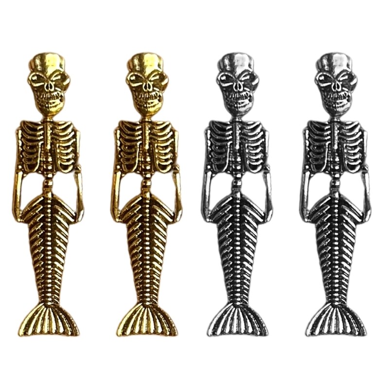 Edgy Mermaid Skull Stud Earrings for Hip Hop Fashion Lovers