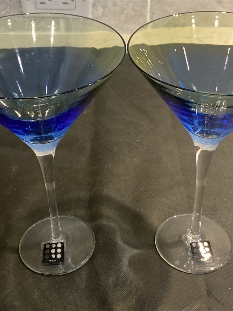 2 New Hombre Circle Ware Romania Martini Glasses Set