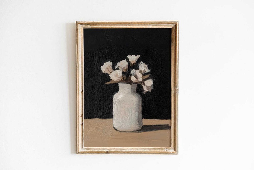 Moody Botanical Wall Art Print Cottagecore Decor Floral Painting Print On