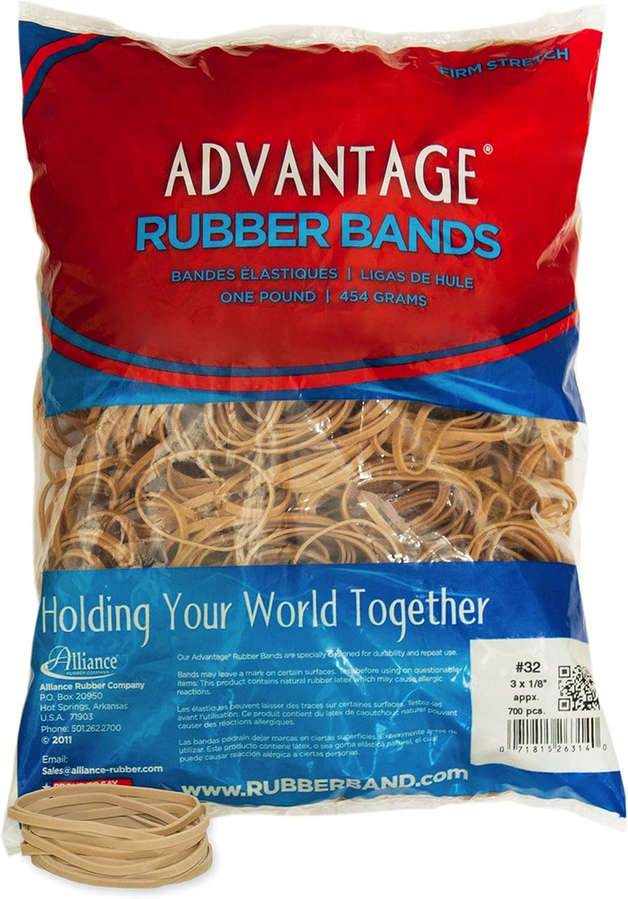 Alliance Rubber 26324 #32 Rubber Bands 1 Lb Bag Approx 180 Bands