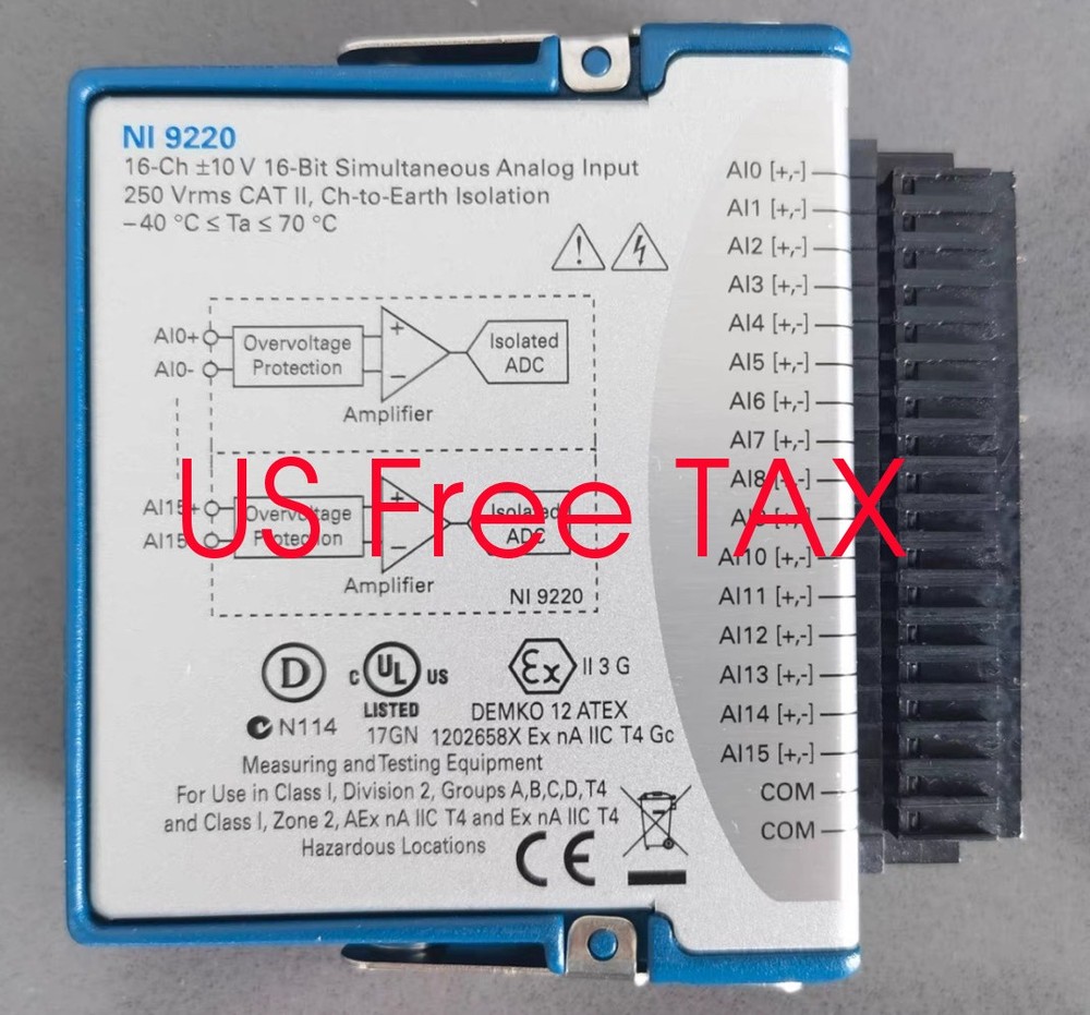 NI 9220 16 AI ±10 V 16 Bit 100 kS/s analog input module CompactDAQ Spring Termin