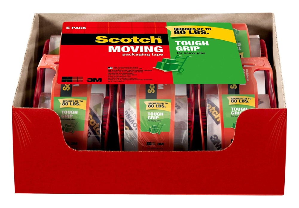 Scotch Tough Grip Moving Packing Tape, Clear, Moving Tape That Secures Boxes ...