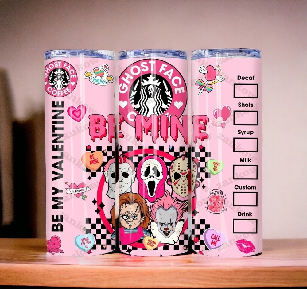 Valentines Day Ghostface Serial Killers 20oz Skinny Tumbler w straw double wall