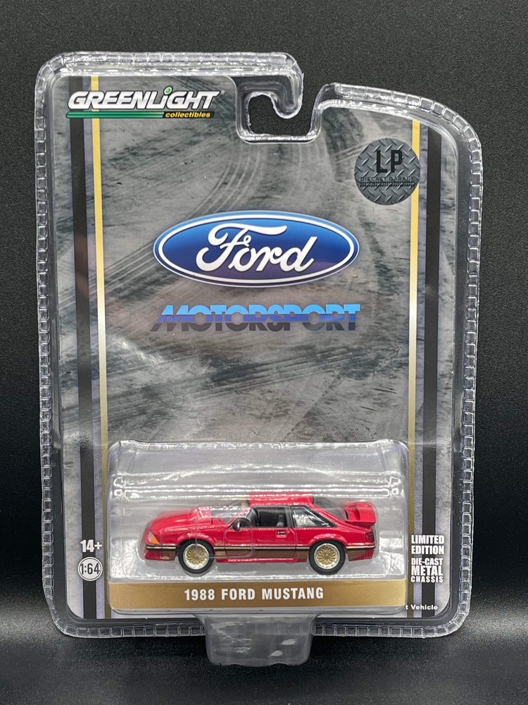GREENLIGHT 1988 Ford Mustang Motorsport SLN Red LP Exclusive 1:64 Diecast Promo