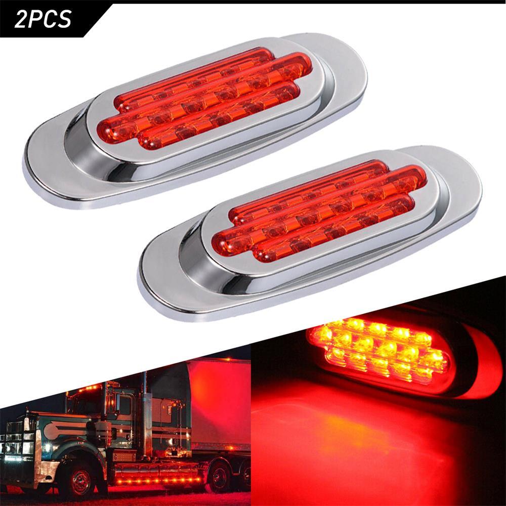 2X Red 16 LED Side Marker Lights Tail Light Waterproof for Trailer Truck RV New
